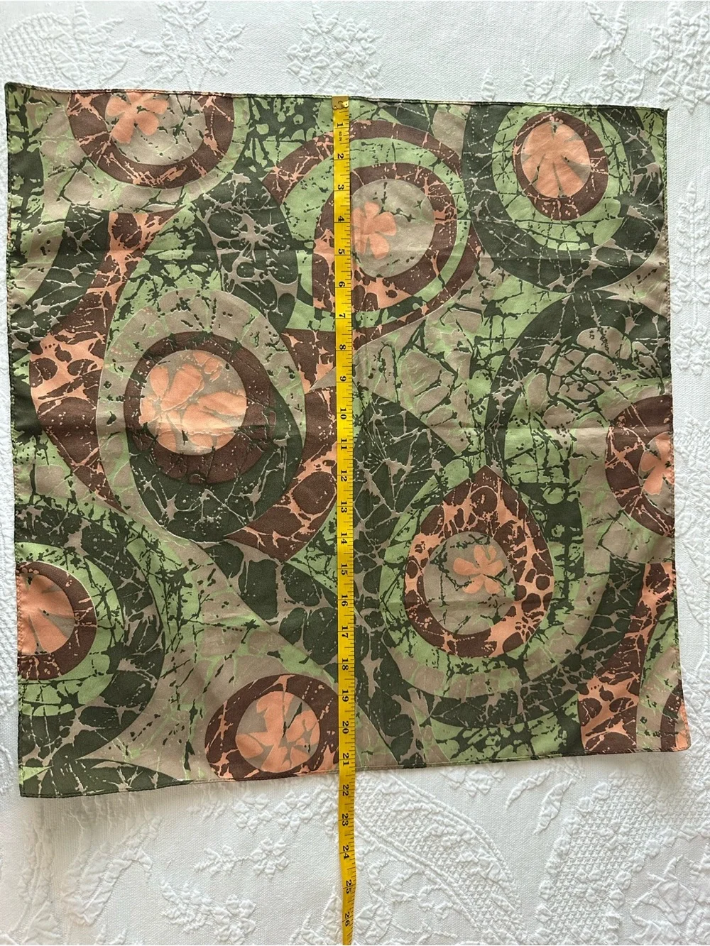 Vintage Y2K Decorative Scarf in Olive Green and Brown